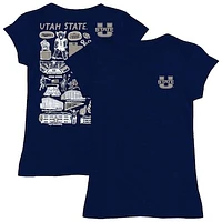 Youth Vive La Fete  Navy Utah State Aggies Impressions Artwork Fitted T-Shirt