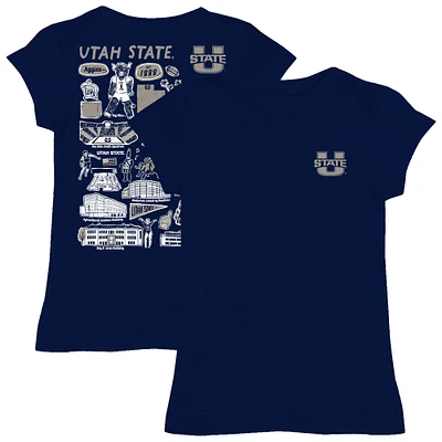 Youth Vive La Fete  Navy Utah State Aggies Impressions Artwork Fitted T-Shirt