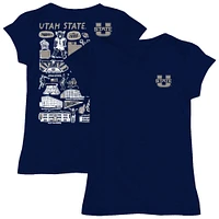 Youth Vive La Fete  Navy Utah State Aggies Impressions Artwork Fitted T-Shirt