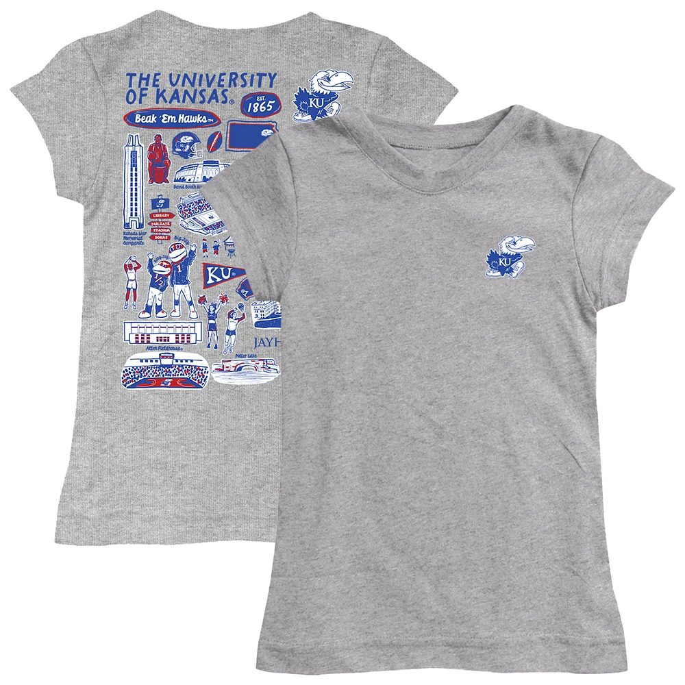 Youth Vive La Fete Gray Kansas Jayhawks Impressions Artwork Fitted T-Shirt