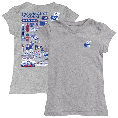 Youth Vive La Fete  Gray Kansas Jayhawks Impressions Artwork Fitted T-Shirt