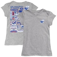 Youth Vive La Fete  Gray Kansas Jayhawks Impressions Artwork Fitted T-Shirt