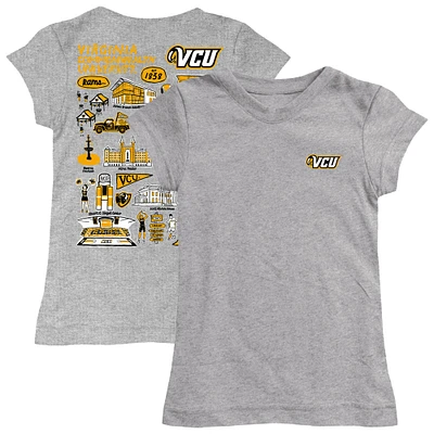 Youth Vive La Fete  Heather Gray VCU Rams Impressions Artwork Fitted T-Shirt