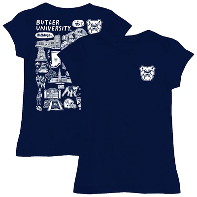 Girls Toddler Vive La Fete  Navy Butler Bulldogs Impressions Artwork T-Shirt