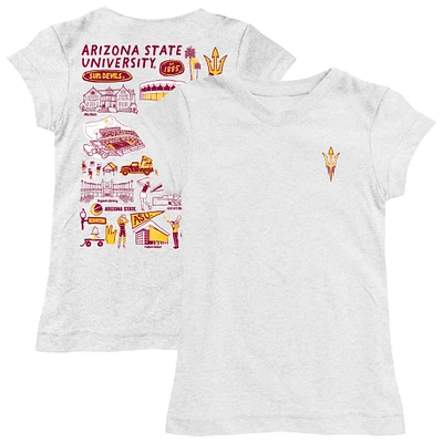 Girls Toddler Vive La Fete  White Arizona State Sun Devils Impressions Artwork T-Shirt