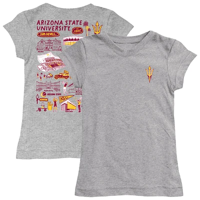 Girls Toddler Vive La Fete  Heather Gray Arizona State Sun Devils Impressions Artwork T-Shirt