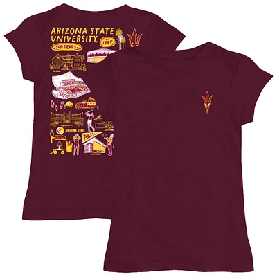 Girls Toddler Vive La Fete  Maroon Arizona State Sun Devils Impressions Artwork T-Shirt