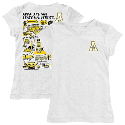 Girls Toddler Vive La Fete  White Appalachian State Mountaineers Impressions Artwork T-Shirt
