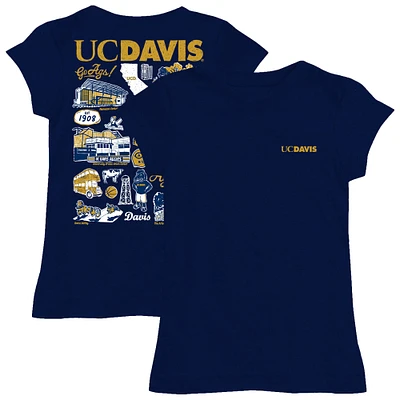 Girls Toddler Vive La Fete  Navy UC Davis Aggies Impressions Artwork T-Shirt