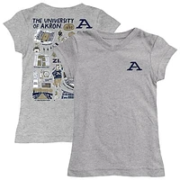 Girls Toddler Vive La Fete  Heather Gray Akron Zips Impressions Artwork T-Shirt