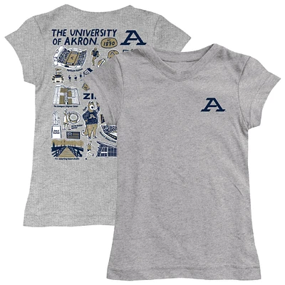 Girls Toddler Vive La Fete  Heather Gray Akron Zips Impressions Artwork T-Shirt