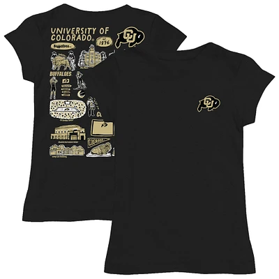 Girls Toddler Vive La Fete  Black Colorado Buffaloes Impressions Artwork T-Shirt