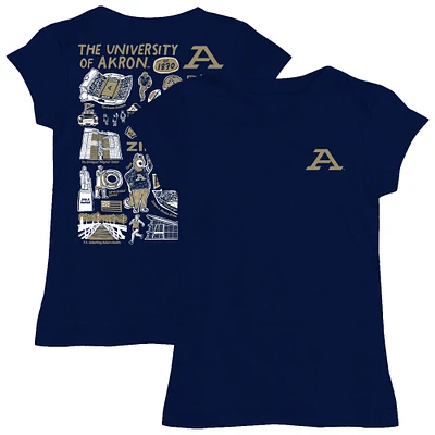 Girls Toddler Vive La Fete  Navy Akron Zips Impressions Artwork T-Shirt