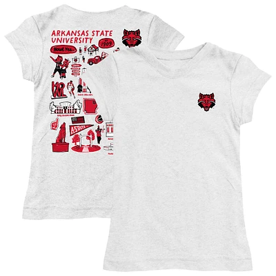 Girls Toddler Vive La Fete  White Arkansas State Red Wolves Impressions Artwork T-Shirt