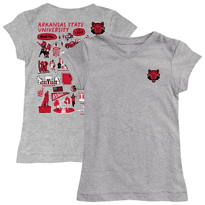 Girls Toddler Vive La Fete  Heather Gray Arkansas State Red Wolves Impressions Artwork T-Shirt