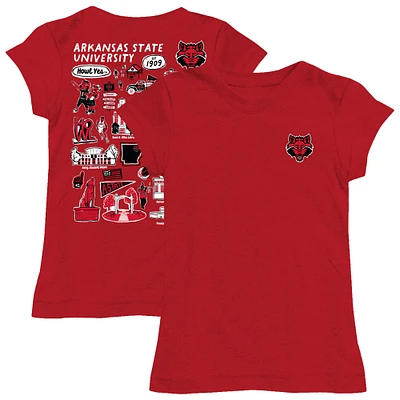 Girls Toddler Vive La Fete  Scarlet Arkansas State Red Wolves Impressions Artwork T-Shirt