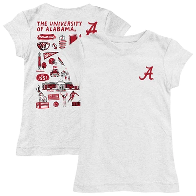 Girls Toddler Vive La Fete  White Alabama Crimson Tide Impressions Artwork T-Shirt