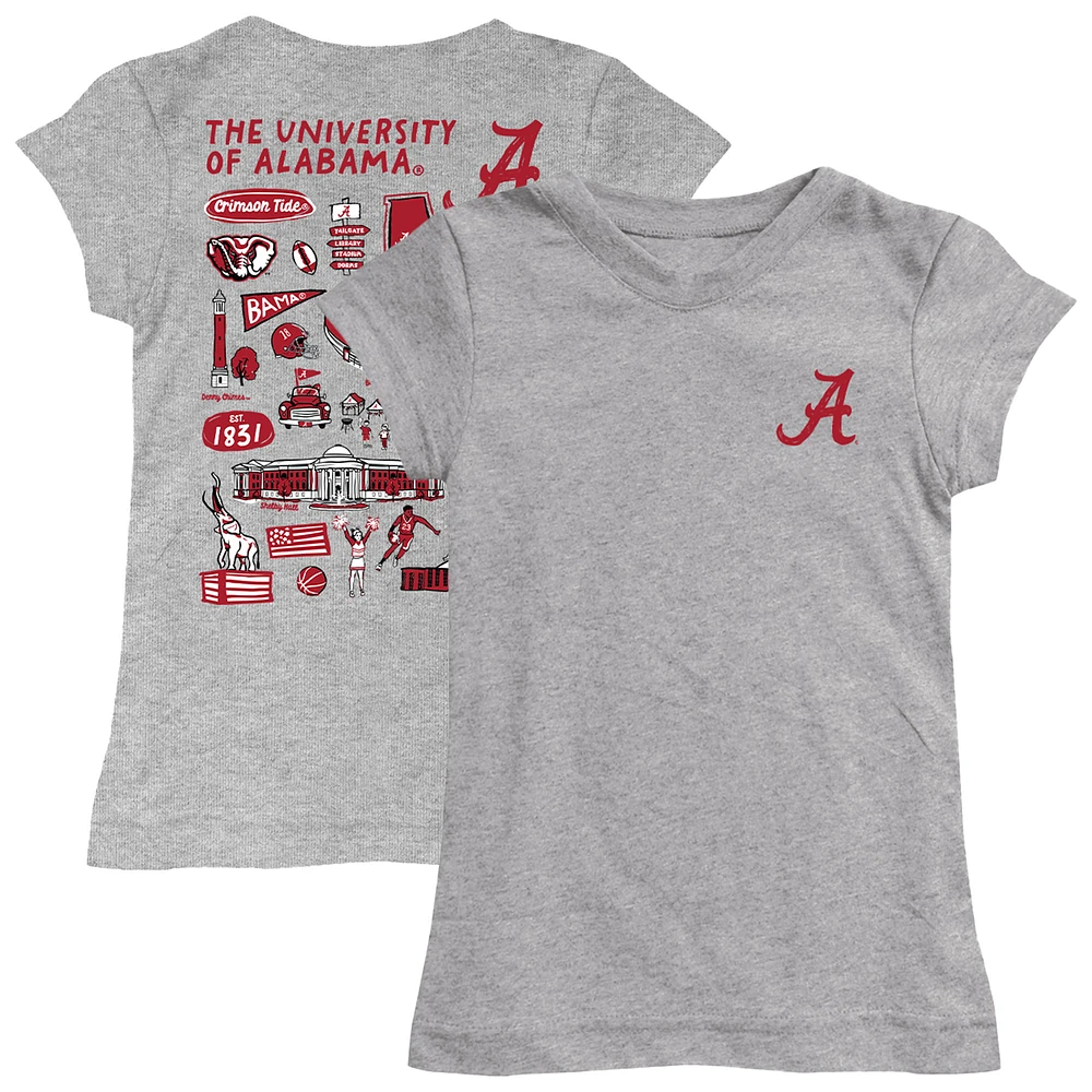 Girls Toddler Vive La Fete  Heather Gray Alabama Crimson Tide Impressions Artwork T-Shirt