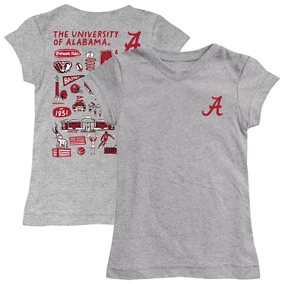 Girls Toddler Vive La Fete  Heather Gray Alabama Crimson Tide Impressions Artwork T-Shirt