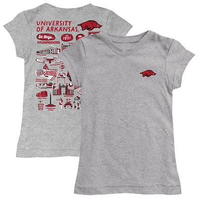 Girls Toddler Vive La Fete  Heather Gray Arkansas Razorbacks Impressions Artwork T-Shirt