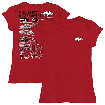 Girls Toddler Vive La Fete  Cardinal Arkansas Razorbacks Impressions Artwork T-Shirt