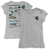Girls Toddler Vive La Fete  Heather Gray Coastal Carolina Chanticleers Impressions Artwork T-Shirt