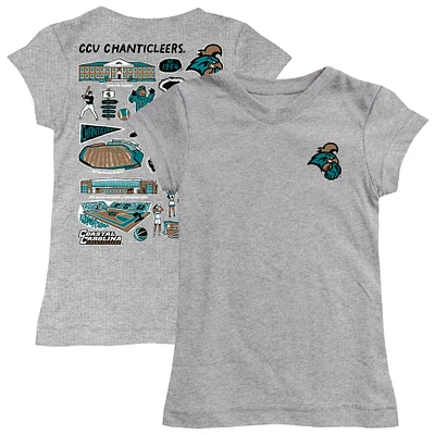 Girls Toddler Vive La Fete  Heather Gray Coastal Carolina Chanticleers Impressions Artwork T-Shirt
