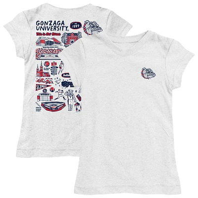 Girls Toddler Vive La Fete  White Gonzaga Bulldogs Impressions Artwork T-Shirt