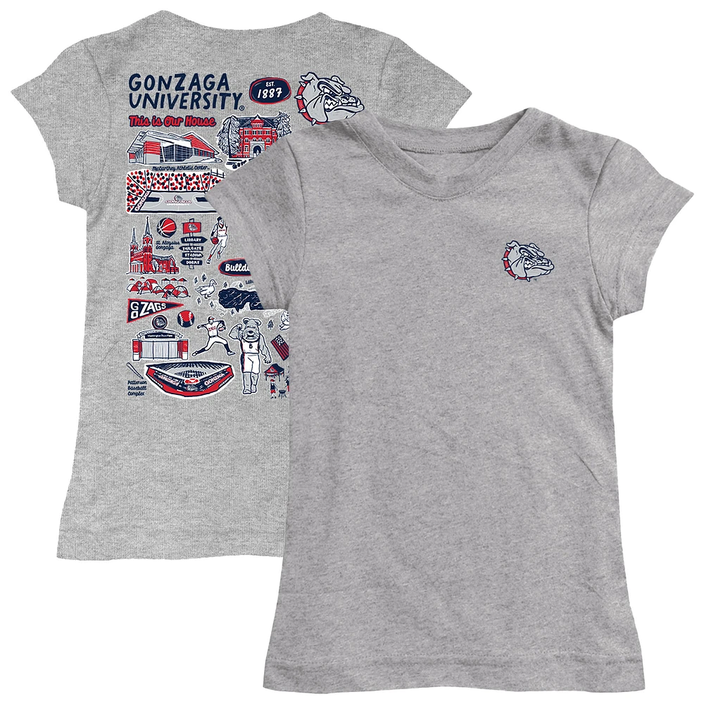 Girls Toddler Vive La Fete Heather Gray Gonzaga Bulldogs Impressions Artwork T-Shirt