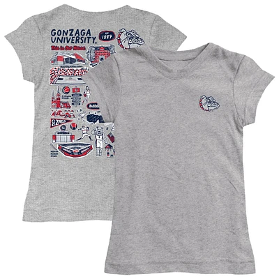 Girls Toddler Vive La Fete  Heather Gray Gonzaga Bulldogs Impressions Artwork T-Shirt