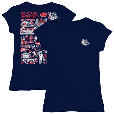 Girls Toddler Vive La Fete  Navy Gonzaga Bulldogs Impressions Artwork T-Shirt