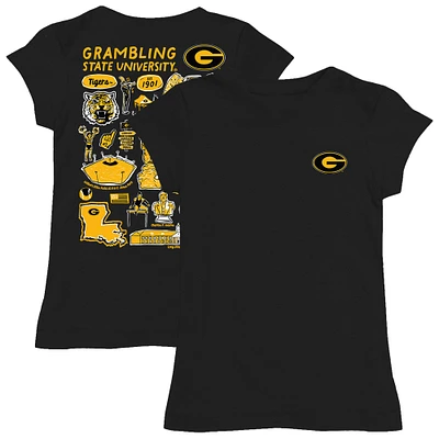 Girls Toddler Vive La Fete  Black Grambling Tigers Impressions Artwork T-Shirt