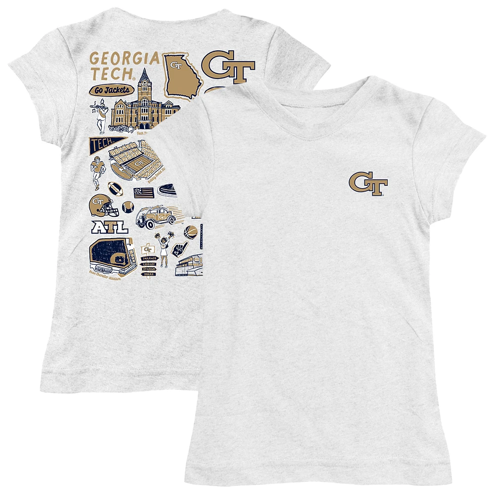 Girls Toddler Vive La Fete White Georgia Tech Yellow Jackets Impressions Artwork T-Shirt