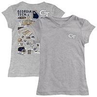 Girls Toddler Vive La Fete  Heather Gray Georgia Tech Yellow Jackets Impressions Artwork T-Shirt