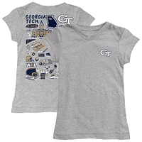 Girls Toddler Vive La Fete  Heather Gray Georgia Tech Yellow Jackets Impressions Artwork T-Shirt