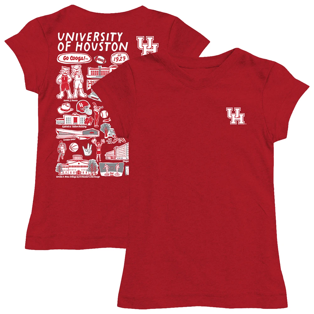 Girls Toddler Vive La Fete Red Houston Cougars Impressions Artwork T-Shirt