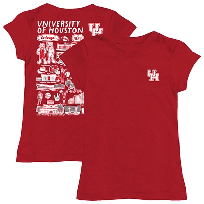 Girls Toddler Vive La Fete  Red Houston Cougars Impressions Artwork T-Shirt