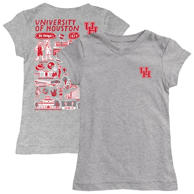 Girls Toddler Vive La Fete  Heather Gray Houston Cougars Impressions Artwork T-Shirt