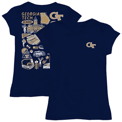 Girls Toddler Vive La Fete  Navy Georgia Tech Yellow Jackets Impressions Artwork T-Shirt