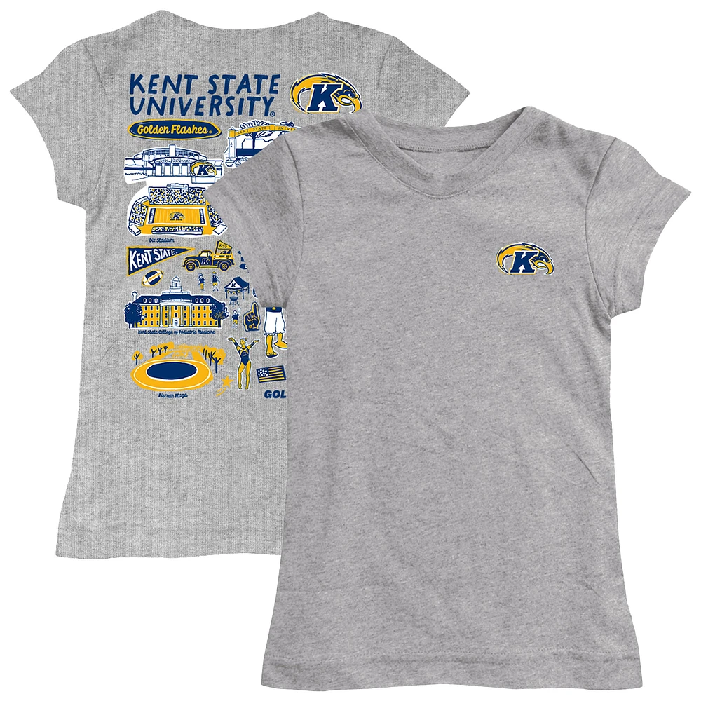 Girls Toddler Vive La Fete Heather Gray Kent State Golden Flashes Impressions Artwork T-Shirt