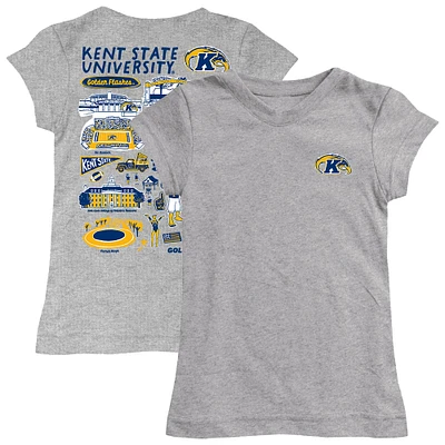 Girls Toddler Vive La Fete  Heather Gray Kent State Golden Flashes Impressions Artwork T-Shirt