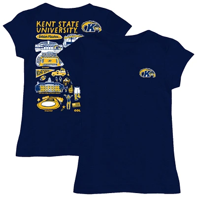 Girls Toddler Vive La Fete  Navy Kent State Golden Flashes Impressions Artwork T-Shirt