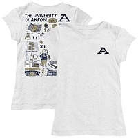 Girls Toddler Vive La Fete  White Akron Zips Impressions Artwork T-Shirt