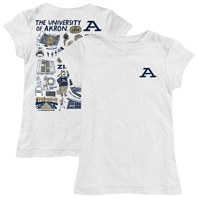 Girls Toddler Vive La Fete  White Akron Zips Impressions Artwork T-Shirt