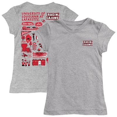 Girls Toddler Vive La Fete  Heather Gray Louisiana Ragin' Cajuns Impressions Artwork T-Shirt