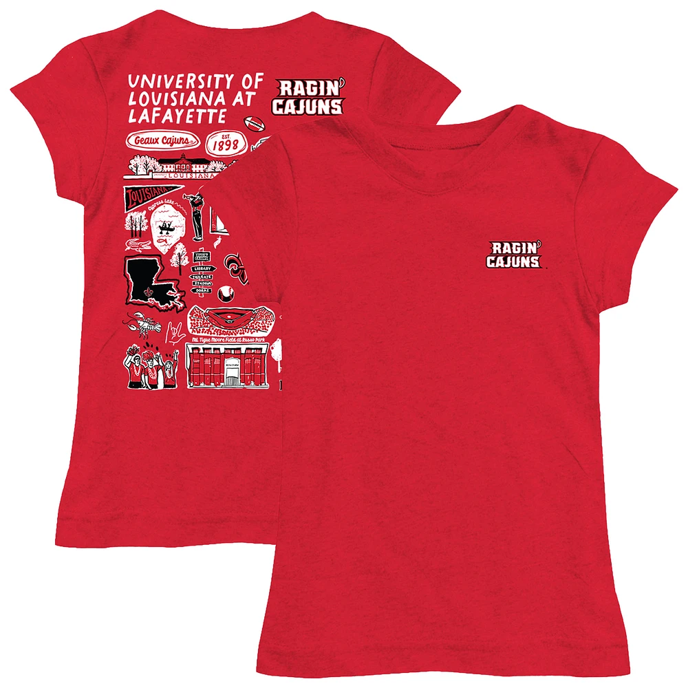 Girls Toddler Vive La Fete  Cardinal Louisiana Ragin' Cajuns Impressions Artwork T-Shirt