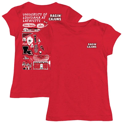 Girls Toddler Vive La Fete  Cardinal Louisiana Ragin' Cajuns Impressions Artwork T-Shirt