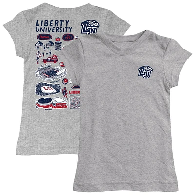 Girls Toddler Vive La Fete  Heather Gray Liberty Flames Impressions Artwork T-Shirt