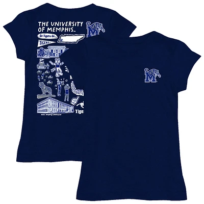 Girls Toddler Vive La Fete  Navy Memphis Tigers Impressions Artwork T-Shirt