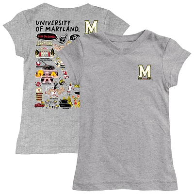 Girls Toddler Vive La Fete  Heather Gray Maryland Terrapins Impressions Artwork T-Shirt